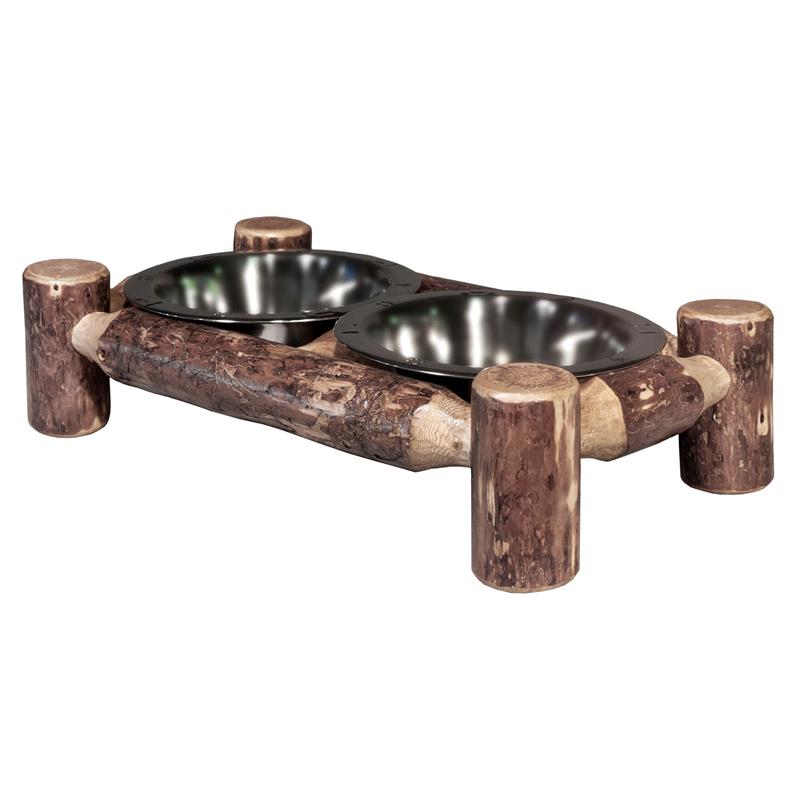 Montana Woodworks Glacier Country Small Solid Wood Pet Feeder in Brown