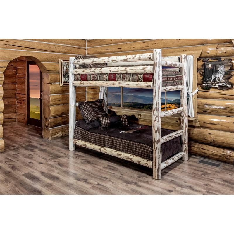 Montana Woodworks Transitional Solid Wood Twin over Twin Bunk Bed in Natural