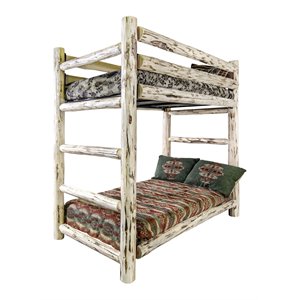 montana woodworks transitional solid wood twin over twin bunk bed in natural