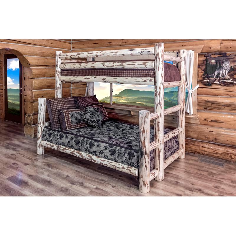 Montana Woodworks Transitional Solid Wood Twin over Full Bunk Bed in Natural