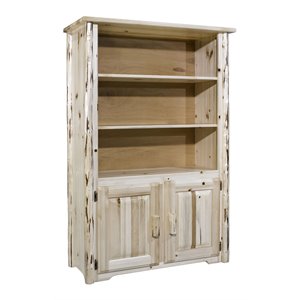 montana woodworks transitional solid wood bookcase with storage in natural