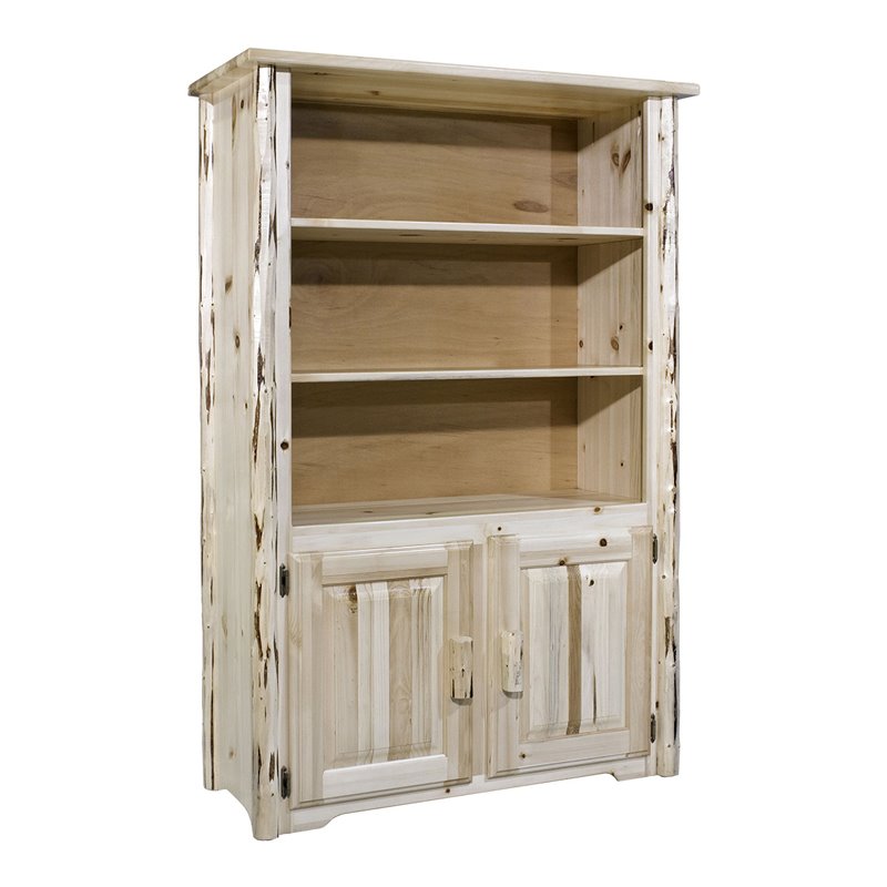 Montana Woodworks Transitional Wood Bookcase with Storage in Natural