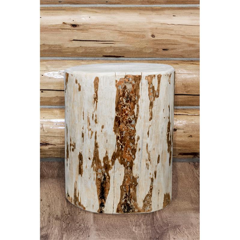 Montana Woodworks Hand-Crafted Transitional Wood Cowboy Stump in Natural