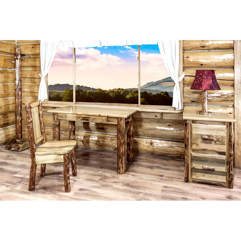 Montana Woodworks Glacier Country Wood Writing Desk in Brown Lacquered