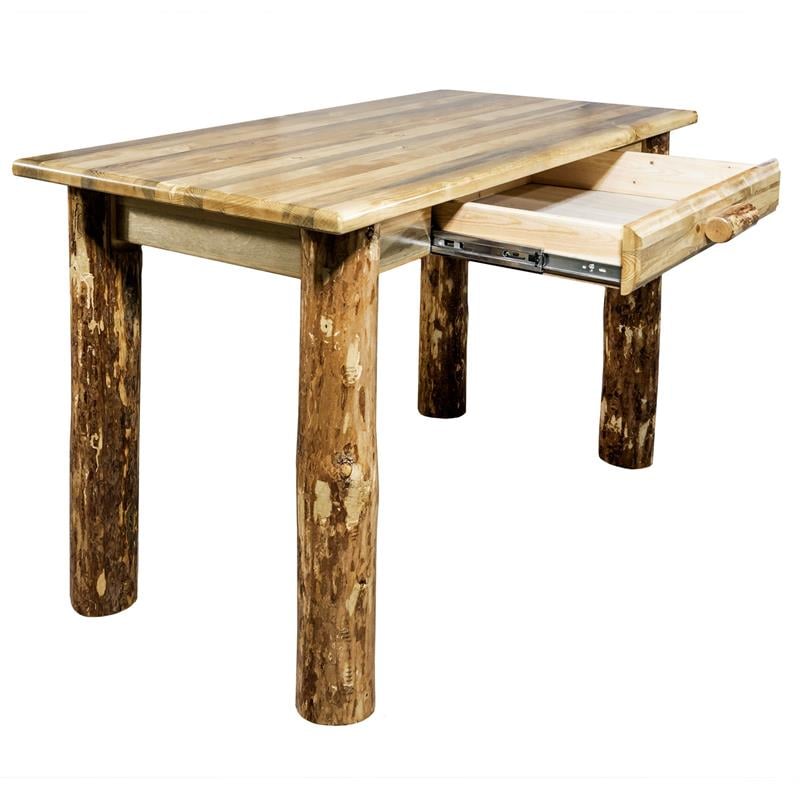 Montana Woodworks Glacier Country Wood Writing Desk in Brown Lacquered