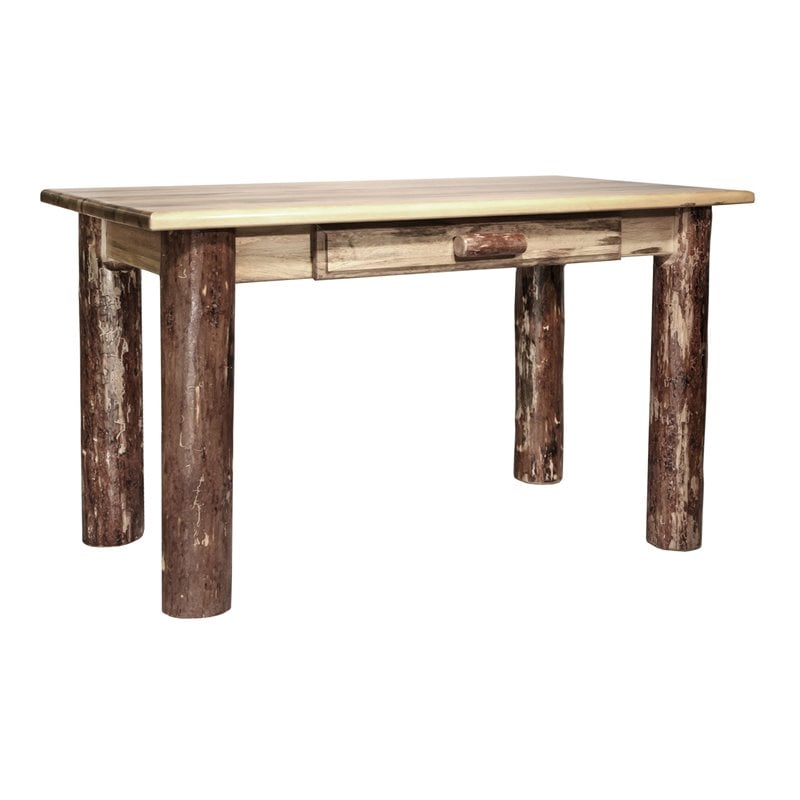 Montana Woodworks Glacier Country Wood Writing Desk in Brown Lacquered
