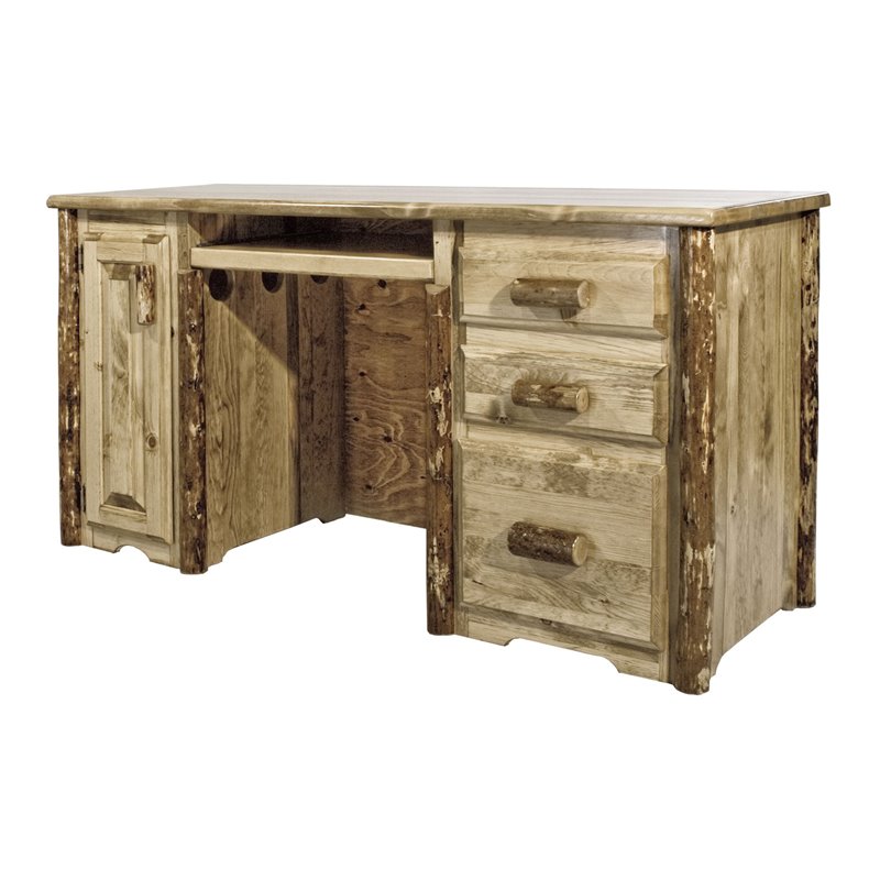 Montana Woodworks Glacier Country Wood Computer Desk in Brown Lacquered