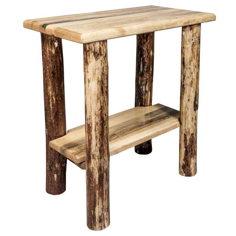 Montana Woodworks Glacier Country Wood Chairside Table in Brown Lacquered