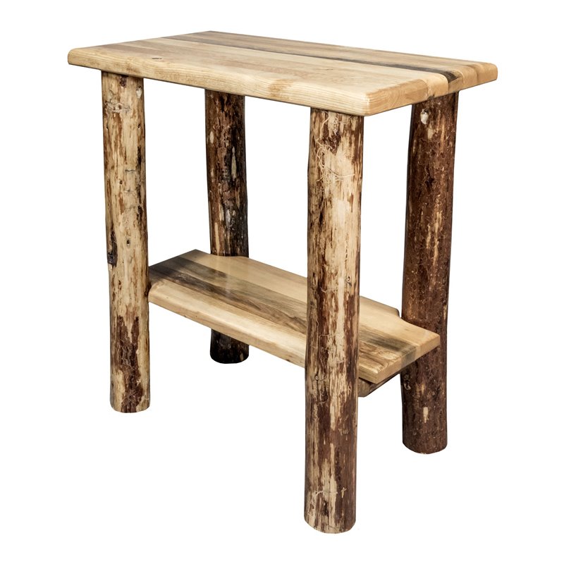 Montana Woodworks Glacier Country Wood Chairside Table in Brown Lacquered
