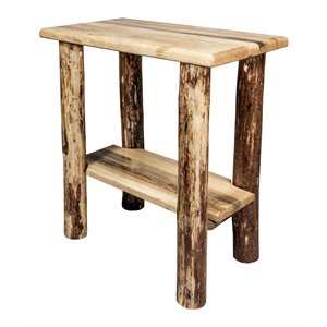montana woodworks glacier country wood chairside table in brown lacquered
