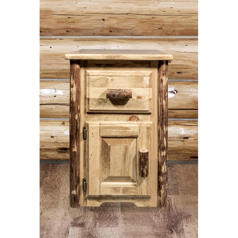 Montana Woodworks Glacier Country Wood End Table with Drawer and Door in Brown