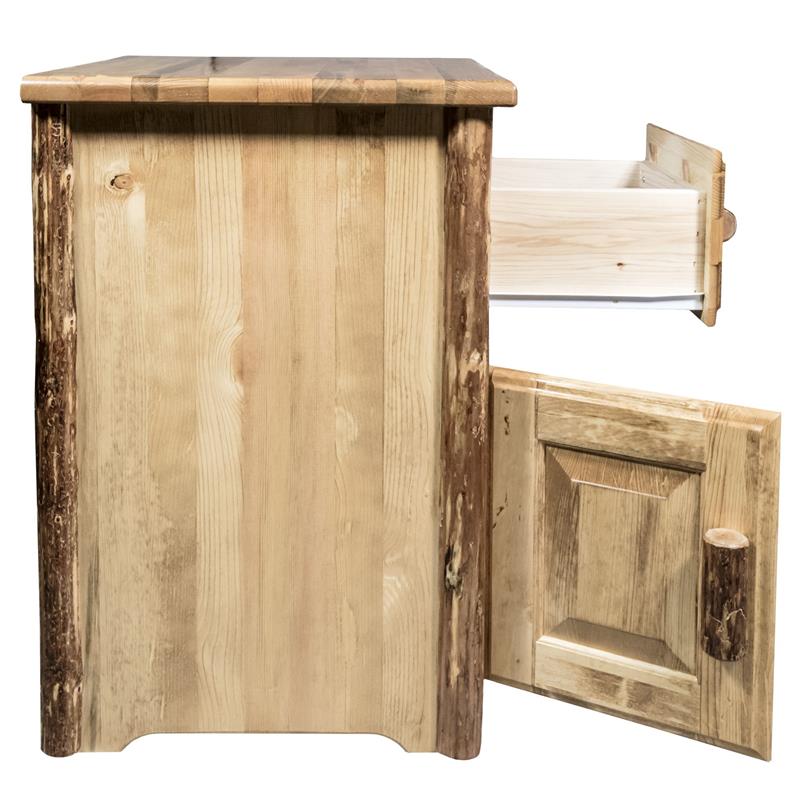 Montana Woodworks Glacier Country Wood End Table with Drawer and Door in Brown