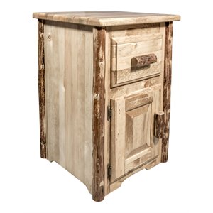montana woodworks glacier country wood end table with drawer and door in brown