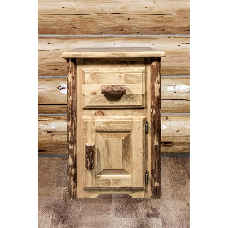 Montana Woodworks Glacier Country Solid Wood End Table with Drawer in Brown