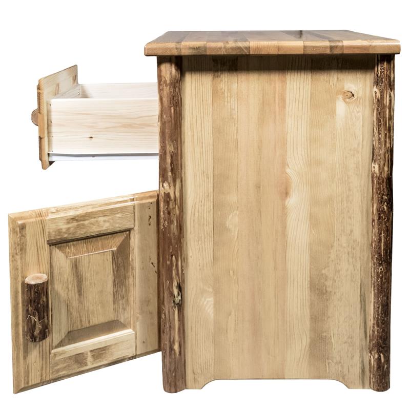 Montana Woodworks Glacier Country Solid Wood End Table with Drawer in Brown