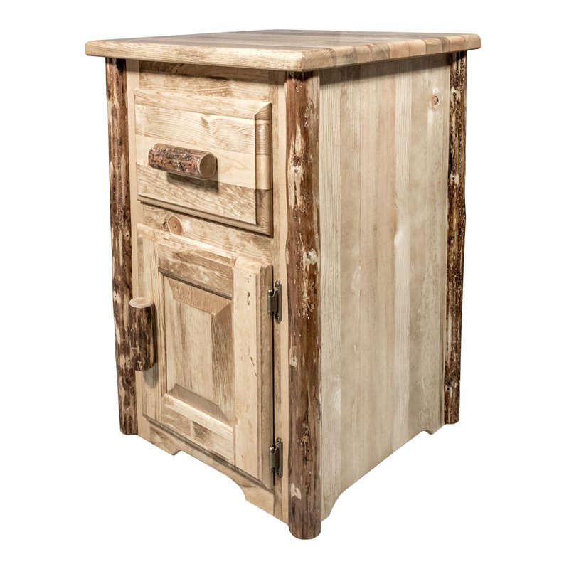 Montana Woodworks Glacier Country Solid Wood End Table with Drawer in Brown