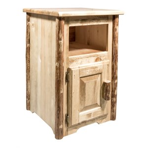 montana woodworks glacier country left hinged wood end table with door in brown