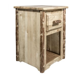 montana woodworks glacier country wood end table with drawer in brown