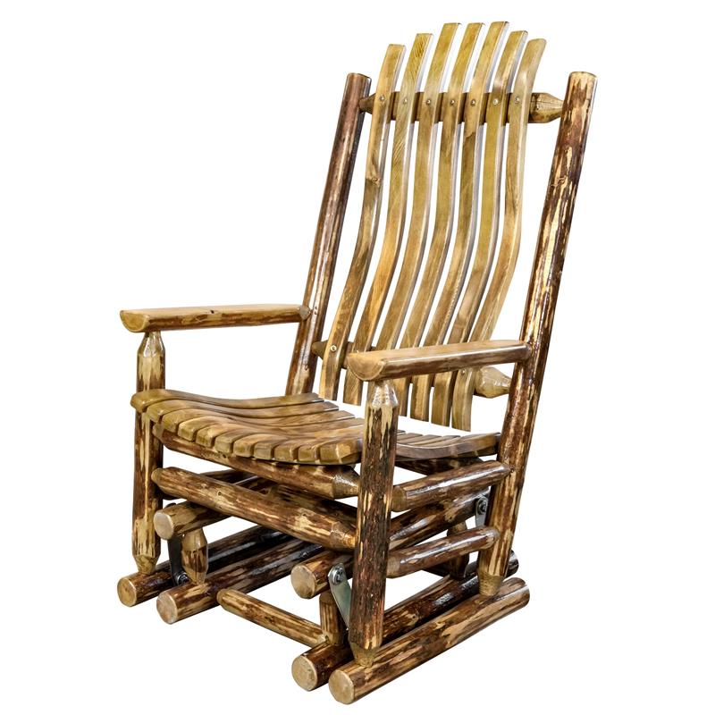 Montana Woodworks Glacier Country Wood Glider Rocker in Brown Lacquered