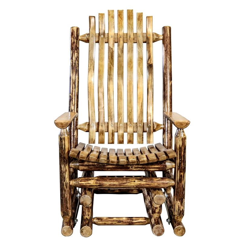 Montana Woodworks Glacier Country Wood Glider Rocker in Brown Lacquered