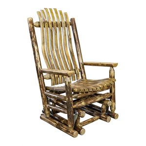 montana woodworks glacier country wood glider rocker in brown lacquered
