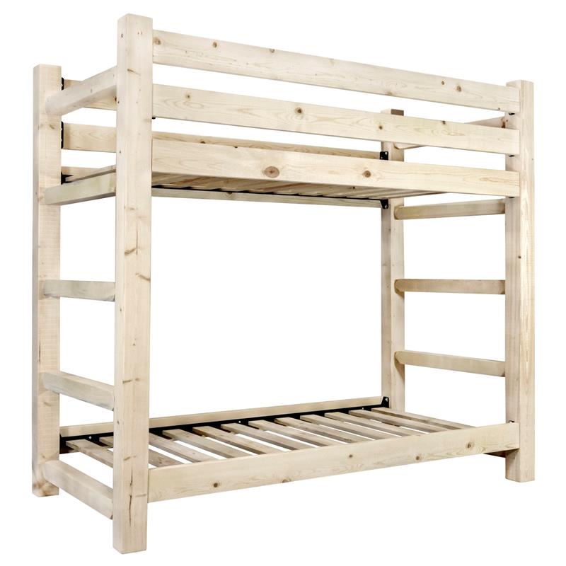 Montana Woodworks Homestead Solid Pine Wood Twin over Twin Bunk Bed in Natural
