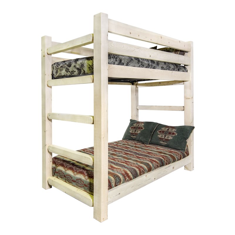 Montana Woodworks Homestead Solid Pine Wood Twin over Twin Bunk Bed in Natural