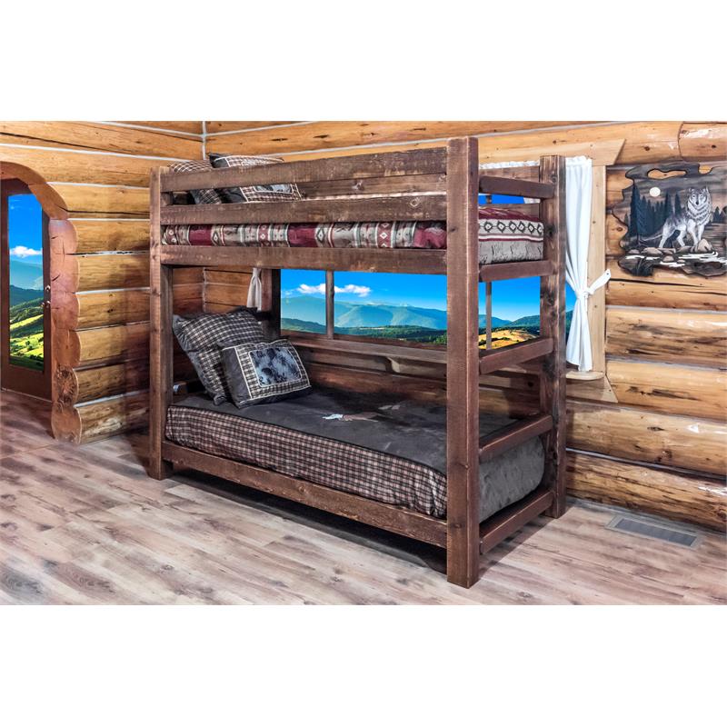Montana Woodworks Homestead Solid Wood Twin over Twin Bunk Bed in Brown