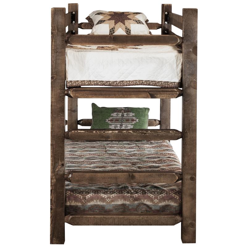 Montana Woodworks Homestead Solid Wood Twin over Twin Bunk Bed in Brown
