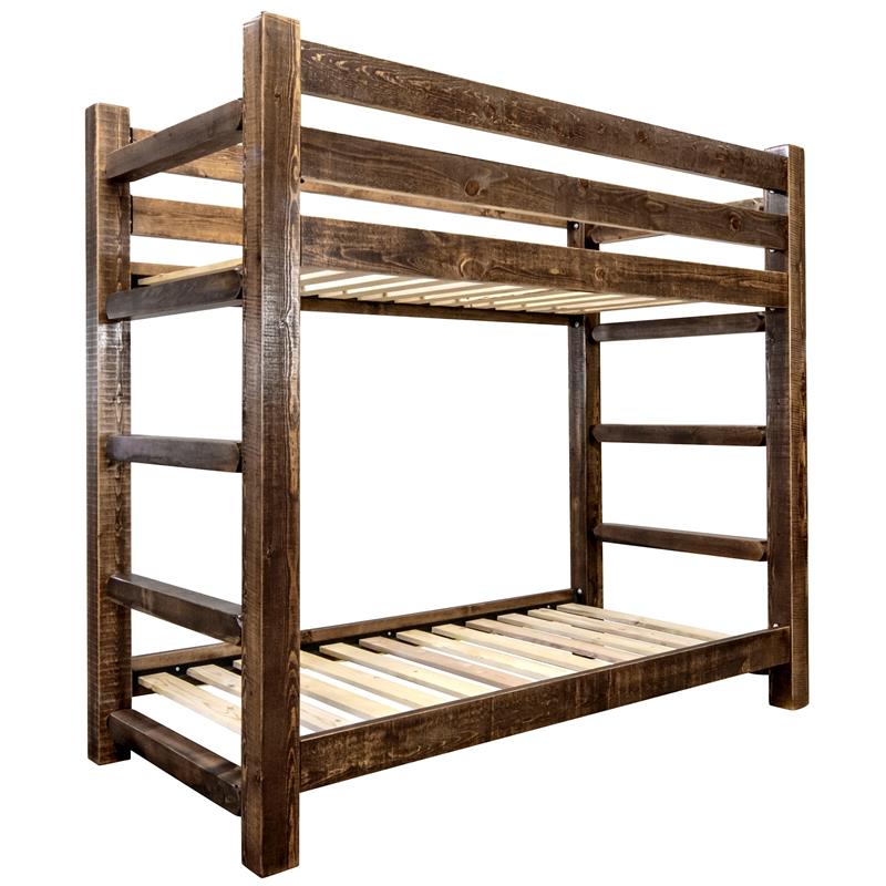 Montana Woodworks Homestead Solid Wood Twin over Twin Bunk Bed in Brown