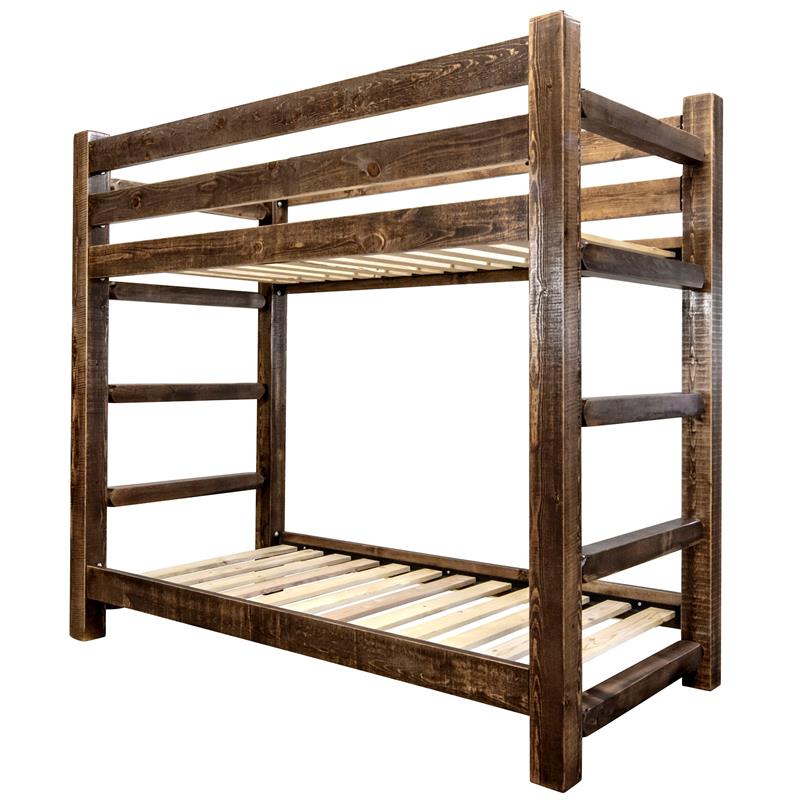 Montana Woodworks Homestead Solid Wood Twin over Twin Bunk Bed in Brown