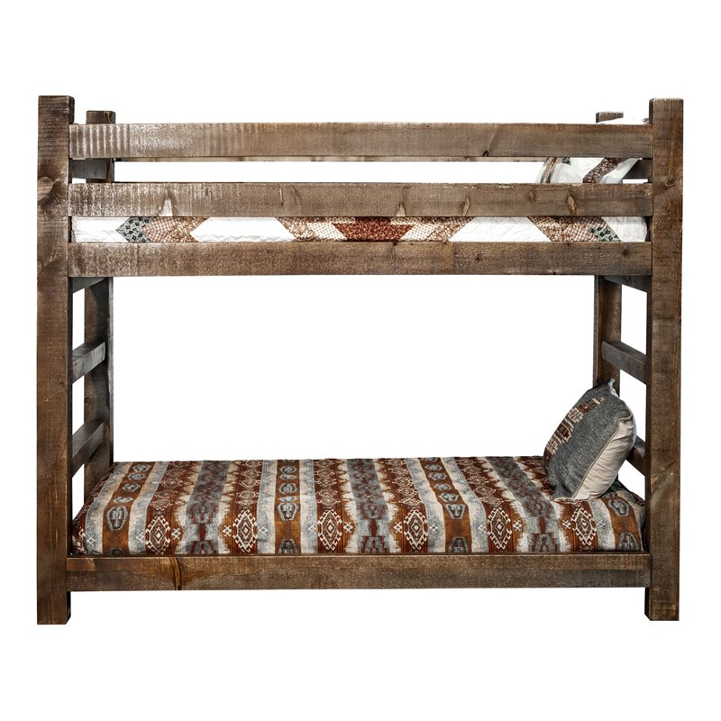 Montana Woodworks Homestead Solid Wood Twin over Twin Bunk Bed in Brown
