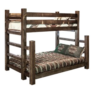 montana woodworks homestead wood twin over full bunk bed in brown