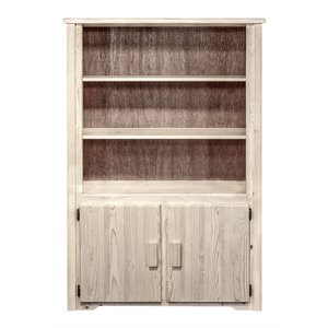 montana woodworks homestead solid wood bookcase with storage in natural