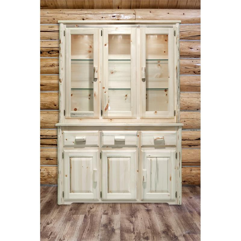 Montana Woodworks Handcrafted Transitional Wood China Hutch in Natural