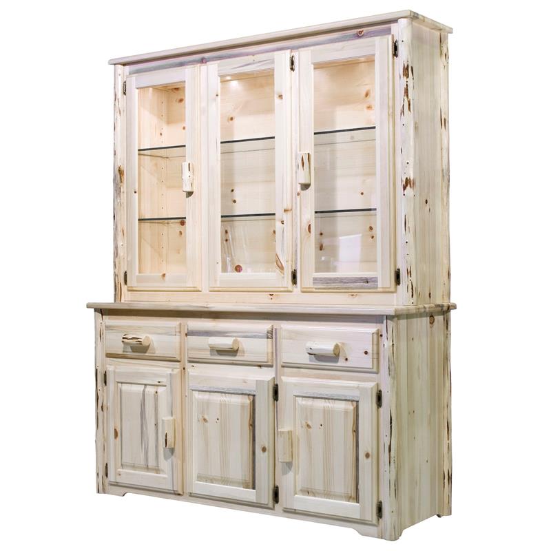 Montana Woodworks Handcrafted Transitional Wood China Hutch in Natural