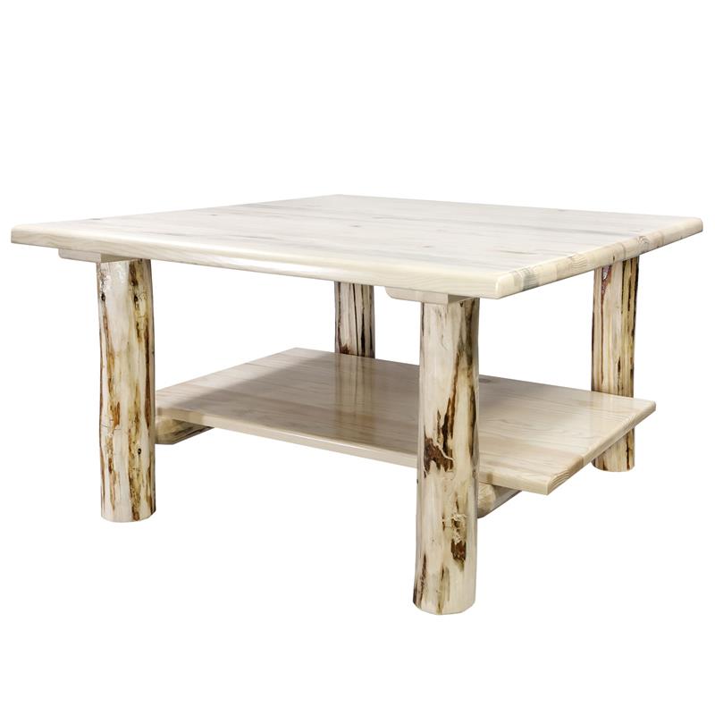 Montana Woodworks Transitional Solid Wood Cocktail Table with Shelf in Natural