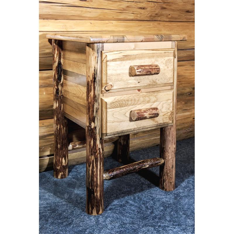 Montana Woodworks Glacier Country Wood Nightstand with 2 Drawers in Brown