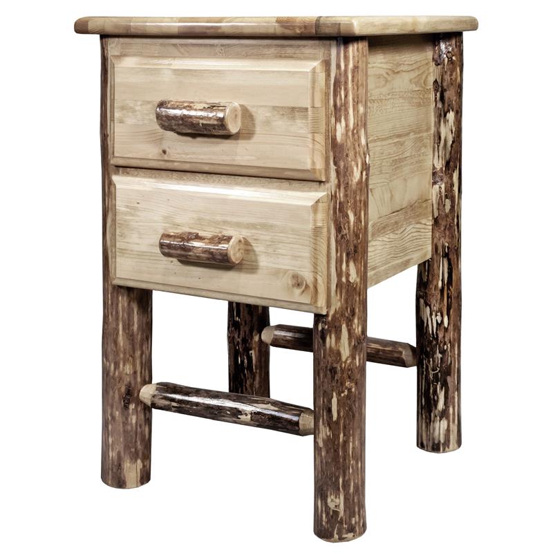 Montana Woodworks Glacier Country Wood Nightstand with 2 Drawers in Brown