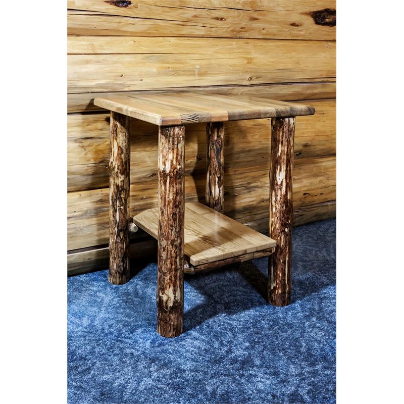Montana Woodworks Glacier Country Wood Nightstand with Shelf in Brown