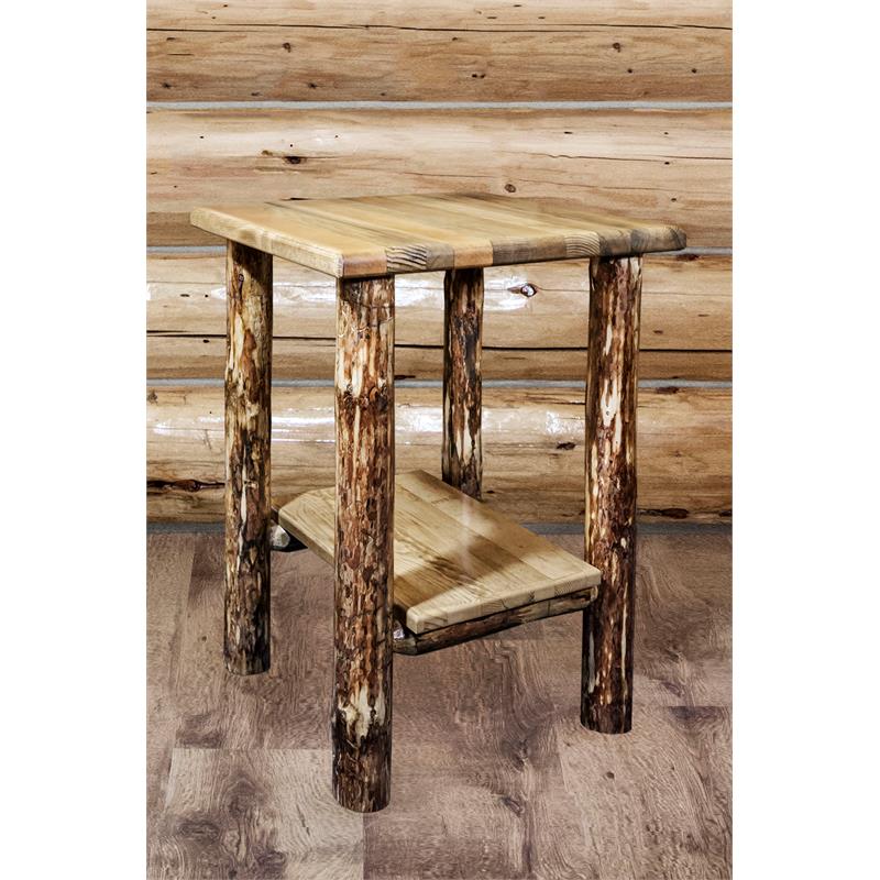 Montana Woodworks Glacier Country Wood Nightstand with Shelf in Brown
