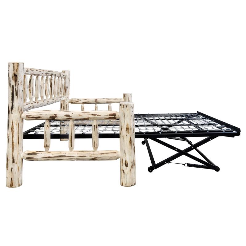 Montana Woodworks Solid Wood Day Bed with Pop Up Trundle Bed in Natural