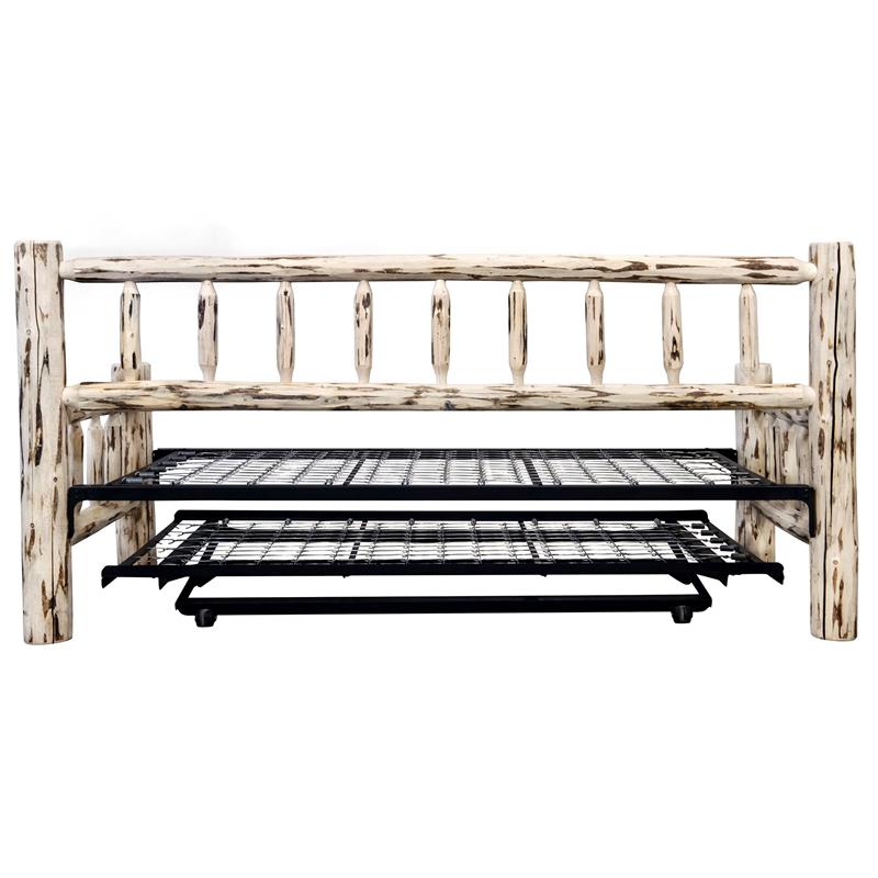 Montana Woodworks Solid Wood Day Bed with Pop Up Trundle Bed in Natural