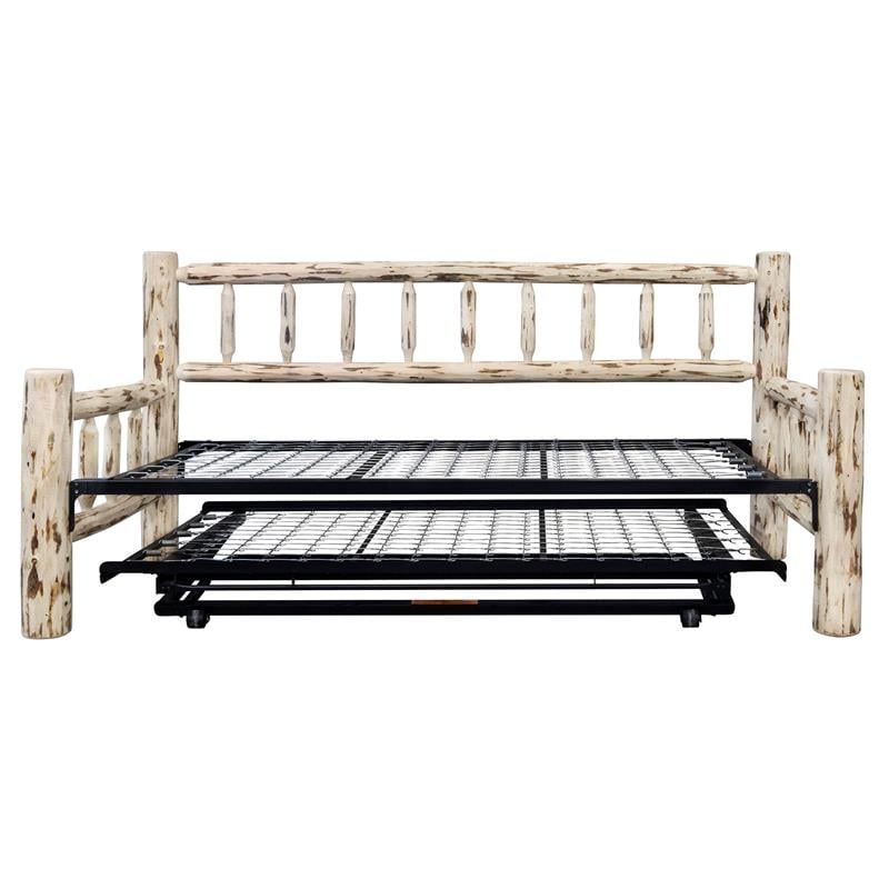 Montana Woodworks Wood Day Bed with Pop Up Trundle Bed in Natural