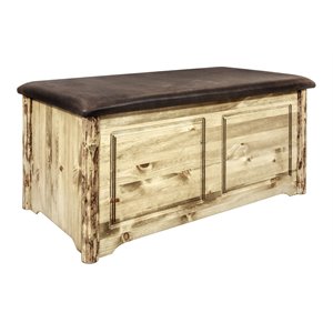 montana woodworks glacier country small hand-crafted wood blanket chest in brown