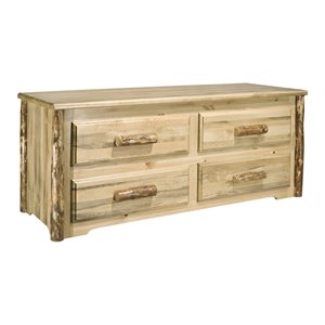Montana Woodworks Glacier Country 4 Drawers Solid Wood Sitting Chest in Brown