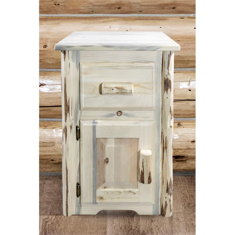 Montana Woodworks Left Hinged Wood End Table with Drawer in Natural