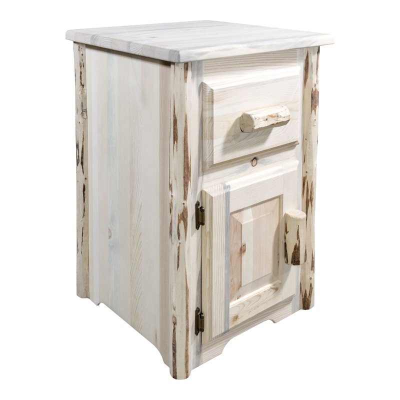 Montana Woodworks Left Hinged Wood End Table with Drawer in Natural