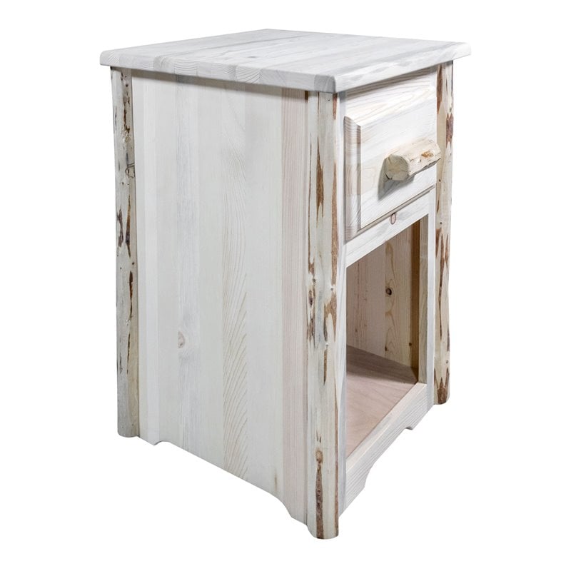 Montana Woodworks Solid Wood End Table with Drawer in Natural Lacquered