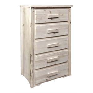 montana woodworks homestead 5-drawer wood chest of drawers in natural
